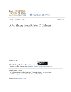 A Pro-Slavery Letter By John C. Calhoun