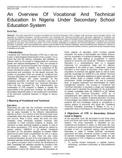 An Overview Of Vocational And Technical Education In