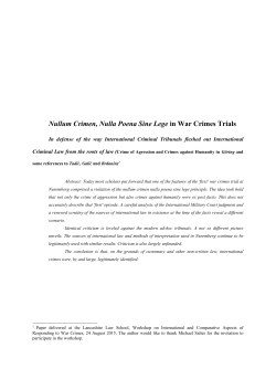 Nullum Crimen, Nulla Poena Sine Lege in War Crimes Trials