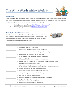The Witty Wordsmith – Week 4