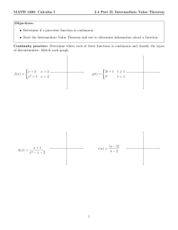 MATH 1300: Calculus I 2.4 Part II, Intermediate Value Theorem