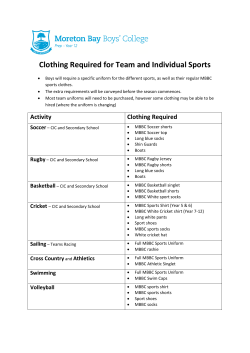 Clothing Required for Team and Individual Sports