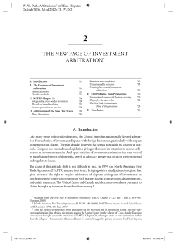 The New Face of Investment Arbitration