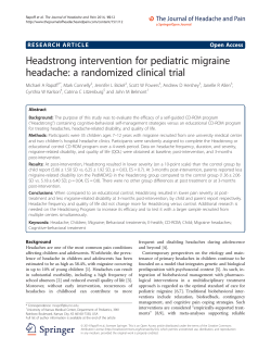Headstrong intervention for pediatric migraine headache: a