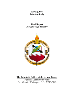 Spring 2008 Industry Study Final Report Biotechnology Industry The