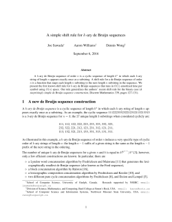 A simple shift rule for k-ary de Bruijn sequences 1 A new de Bruijn