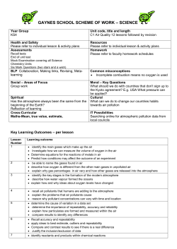GAYNES SCHOOL SCHEME OF WORK &ndash; SCIENCE
