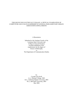 Running Head: LEADERSHIP IN NPDA DEBATE