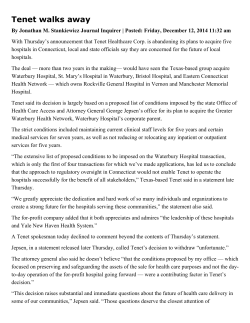 Tenet walks away - AFT Connecticut