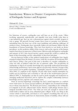 Introduction: Witness to Disaster: Comparative Histories of