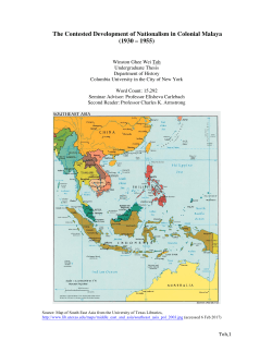 The Contested Development of Nationalism in Colonial Malaya
