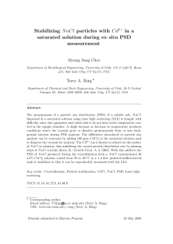 Stabilizing NaCl particles with Cd2+ in a saturated solution during