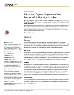 Micronized Organic Magnesium Salts Enhance Opioid Analgesia in