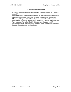 Pre-lab for Mapping Mars lab - AST 114, Astronomy Lab II for Spring