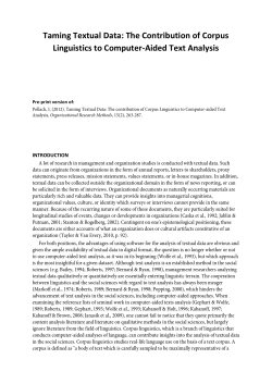 Taming Textual Data: The Contribution of Corpus Linguistics to