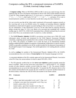 Computer-coding the IPA: a proposed extension of SAMPA