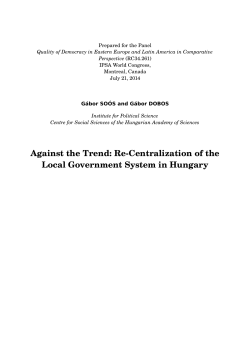 Against the Trend: ReCentralization of the Local Government