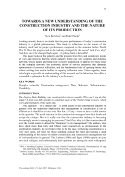 Towards a new Understanding of the Construction Industry and the
