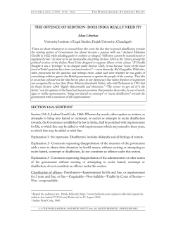 the offence of sedition- does india really need it?