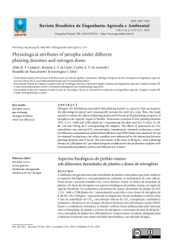 Physiological attributes of jatropha under different planting densities