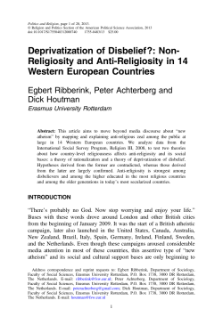 Deprivatization of Disbelief?: Non- Religiosity and
