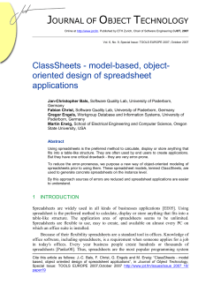 ClassSheets - model-based, object- oriented design of spreadsheet