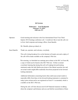 02/13/2014 &ndash; Third Quarter 2013 Transcript