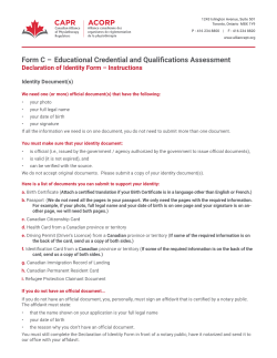 Declaration of Identity Form - Canadian Alliance of Physiotherapy