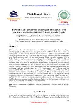 Purification and comparison properties of crude enzyme