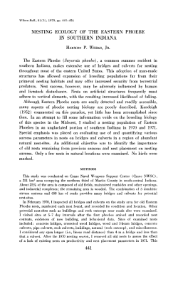 nesting ecology of the eastern phoebe in southern indiana