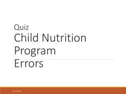 15 Quiz About Child Nutrition Errors Pre-Op Nov 2014