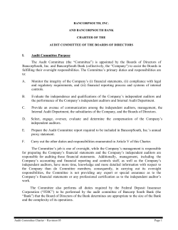 I. Audit Committee Purpose The Audit Committee