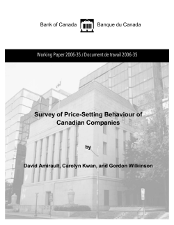 Survey of Price-Setting Behaviour of Canadian Companies