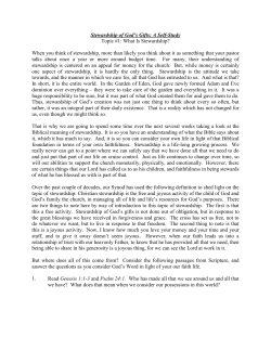 Stewardship of God`s Gifts: A Self