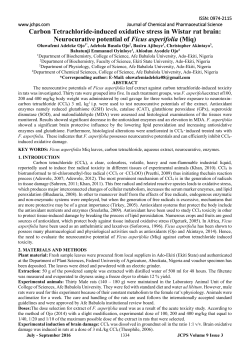 Carbon Tetrachloride-induced oxidative stress in Wistar rat brain