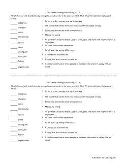Grade 1 Vocabulary Progress Monitoring
