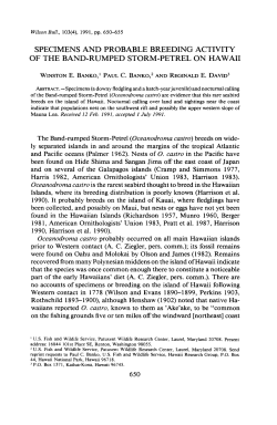 specimens and probable breeding activity of the band