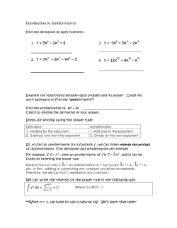 Intro to Derivatives Introduction to Antiderivatives