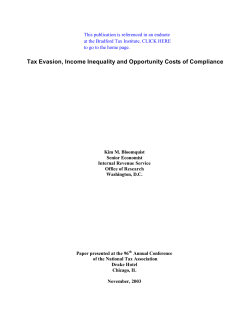 Tax Evasion, Income Inequality and Opportunity Costs of Compliance