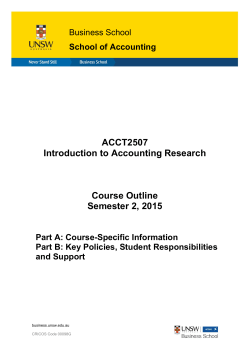 ACCT2507 Introduction to Accounting Research , Semester 2