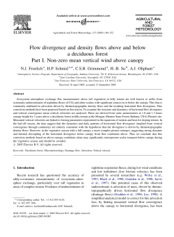 Flow divergence and density flows above and below a deciduous