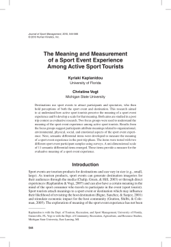 The Meaning and Measurement of a Sport Event Experience Among
