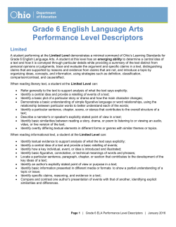 Grade 6 English Language Arts Performance Level Descriptors