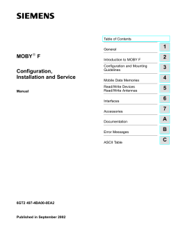1 2 3 4 5 6 7 A B C Configuration, Installation and Service MOBY F
