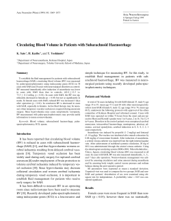 Circulating blood volume in patients with subarachnoid