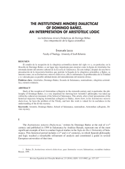 the institutiones minoris dialecticae of domingo ba&ntilde;ez. an
