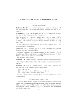 M3P14 LECTURE NOTES 5: PRIMITIVE ROOTS 1. Basic Definitions