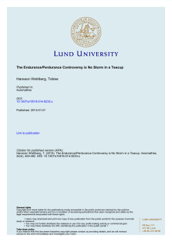 The Endurance/Perdurance Controversy is No