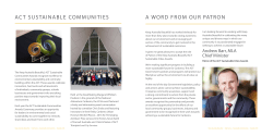 ACT SUSTAINABLE COMMUNITIES A WORD FROM OUR PATRON