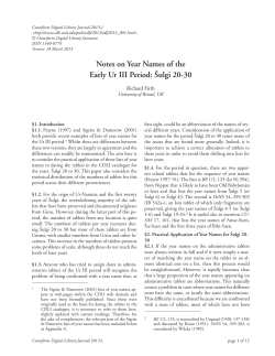 Notes on Year Names of the Early Ur III Period: &Scaron;ulgi 20-30